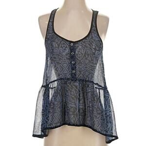 Ecote urban outfitters sheer tank top peplum ruffle racerback boho indie S